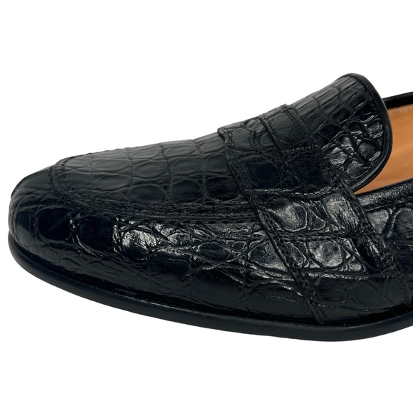 Zelli Italia Black Nic Roma Genuine Crocodile Leather Penny Loafers Size 12M - Picture 14 of 17